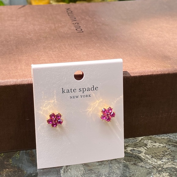 Kate Spade Pink Magenta Flower Earrings NWT - Picture 4 of 16